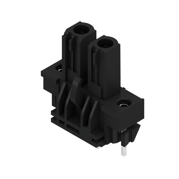 PCB plug-in connector, female header, Solder flange, THT solder connection, 7.62 mm, Number of poles: 2, 180°, Solder pin length (l): 3.2 mm, tinned, black, Box image 4