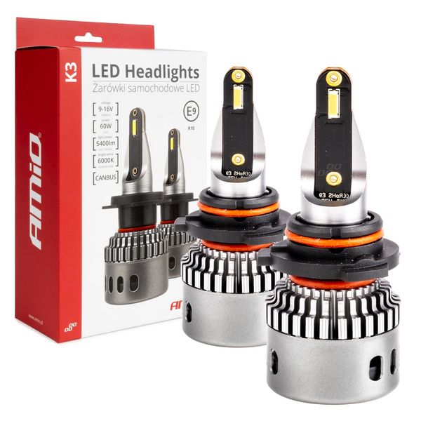 LED Headlights K3 Series HB3/HIR1 9011/H10 12V 6000K canbus AMIO-03687 image 1