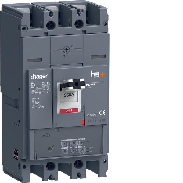 Moulded Case Circuit Breaker h3+ P630 LSI 3P3D 250A 40kA FTC image 1