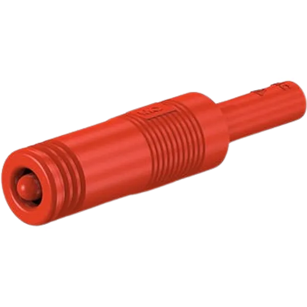 Laboratory adapter with sliding sleeve, 4 mm plug to 4 mm socket, red, CAT II, 24.0116-22 image 1