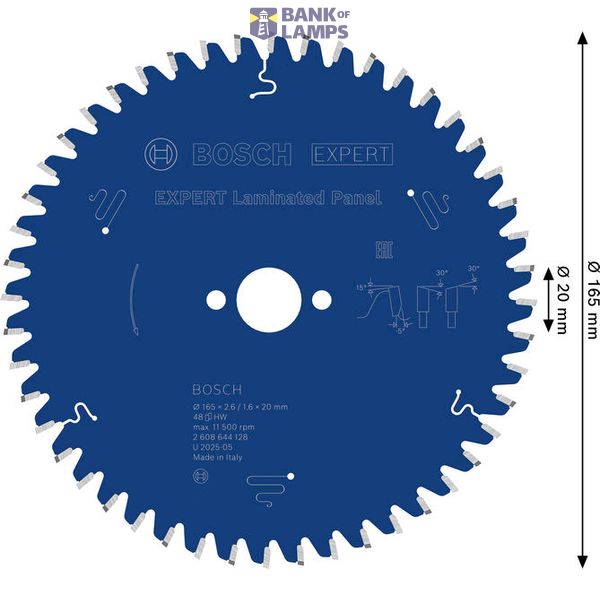Circular saw blade Expert for Laminated Panel 165 x 20 x 2,6 mm, 48 image 2