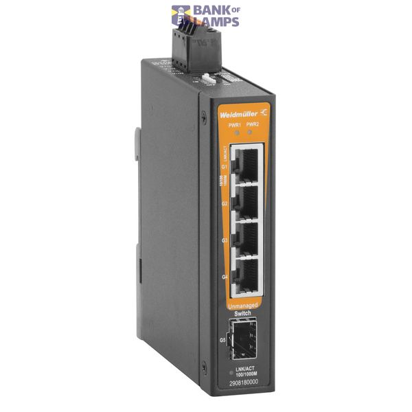 Network switch, unmanaged, Gigabit Ethernet, 4x RJ45, 1x 100/1000BaseS image 1