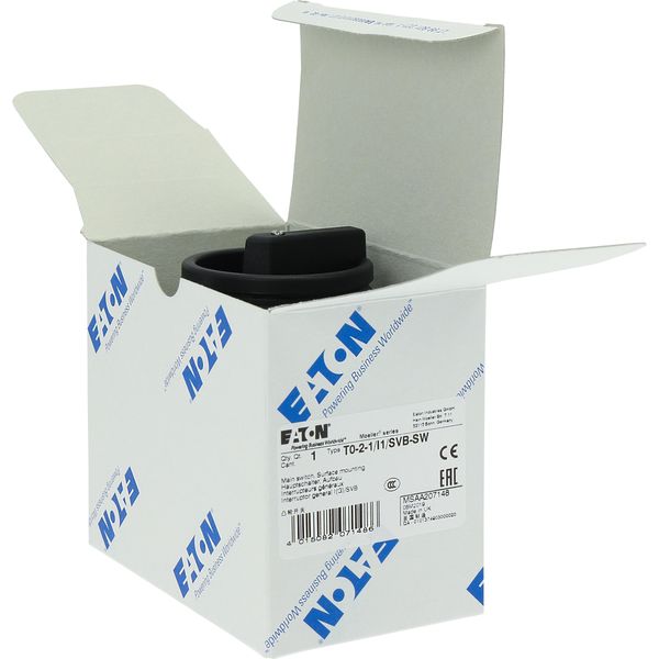 T0-2-1/I1/SVB-SW Main switch, T0, 20 A, surface mounting, 2 contact unit(s), 3 pole, STOP function, With black rotary handle and locking ring, Lockable in the 0 (Off) image 35