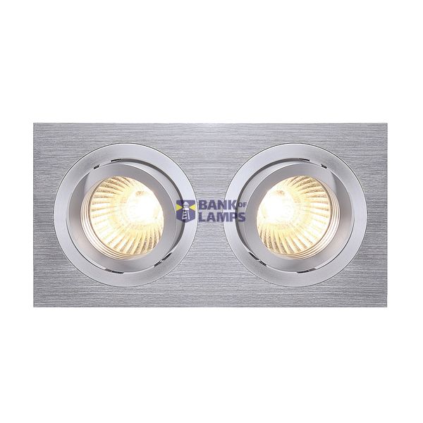 NEW TRIA II MR16 downlight, rectangular, alu brushed, max. 2x50W, incl. clip springs image 5