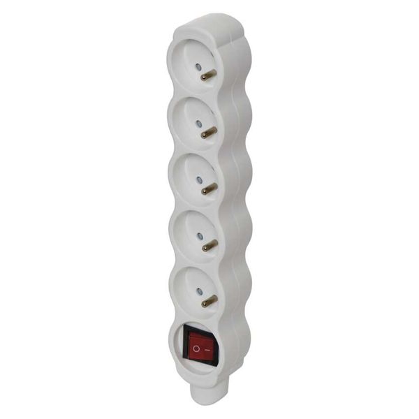 Power Strip without cable 5 sockets with switch, white image 1
