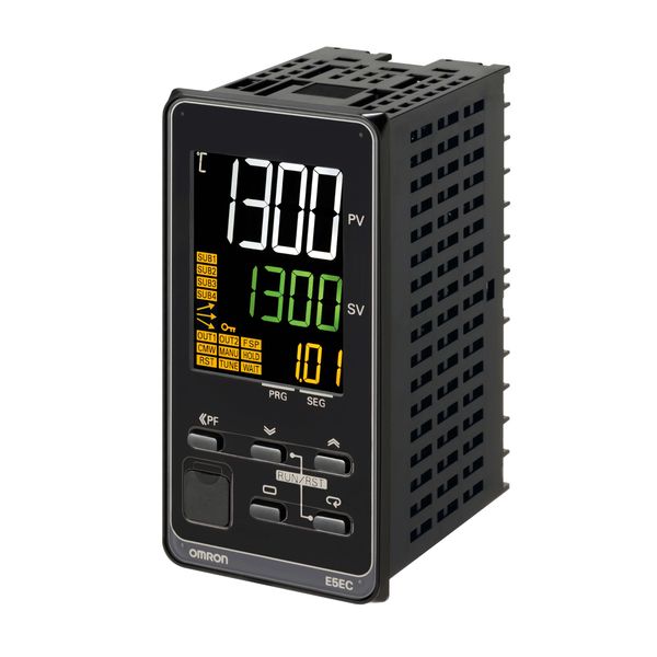 Temp. controller, PRO, 1/8 DIN (96x48mm),Progr.,4 AUX,1 x 12 VDC pulse E5EC5535A image 1