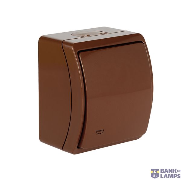 VW-6 Koala Single Push Button - Light surface mounted IP44 brown VW 156-02 image 1