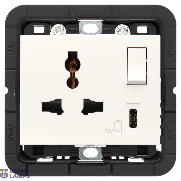 2P+E13A SICURY Mult.+USB C socket white image 1
