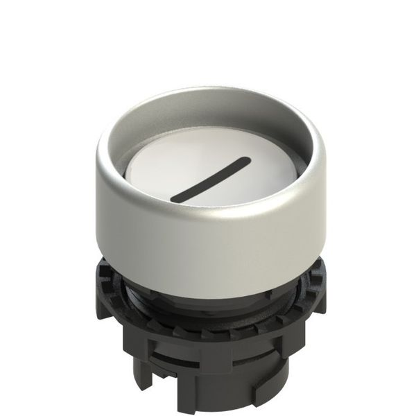 Spring-return white booted pushbutton with marking image 1