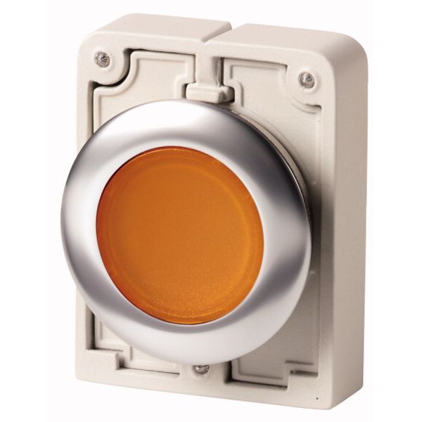 M30I-FDRL-A Illuminated pushbutton actuator, RMQ-Titan, flat, maintained, orange, blank, Front ring stainless steel image 1