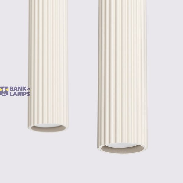 HANGING LAMP WITH TWO HANGS AND BEIGE GROOVED LAMPSHADES, CARBON SERIES image 7