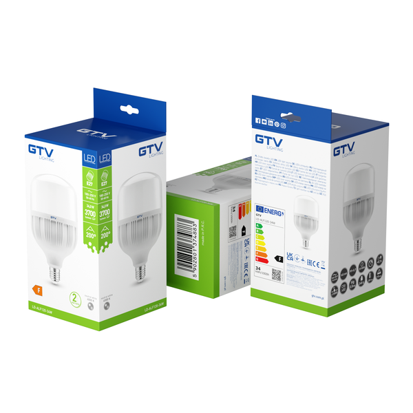 LED Bulb E27, F120, 34 W, 3700 lm, 4000K, AC180-250V, 200° image 3