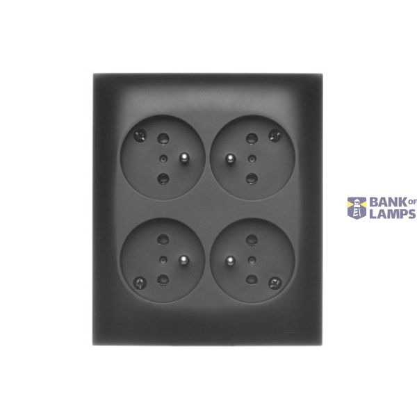Quadruple socket outlet with earthing - IP20 version, 16A, Screw, black matt image 1