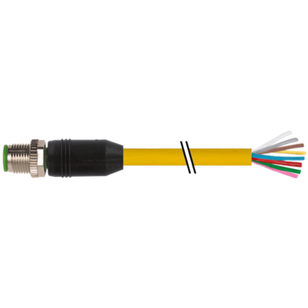 M12 male 0° A-cod. with cable shielded PUR 5x0.34 ye  2m image 1
