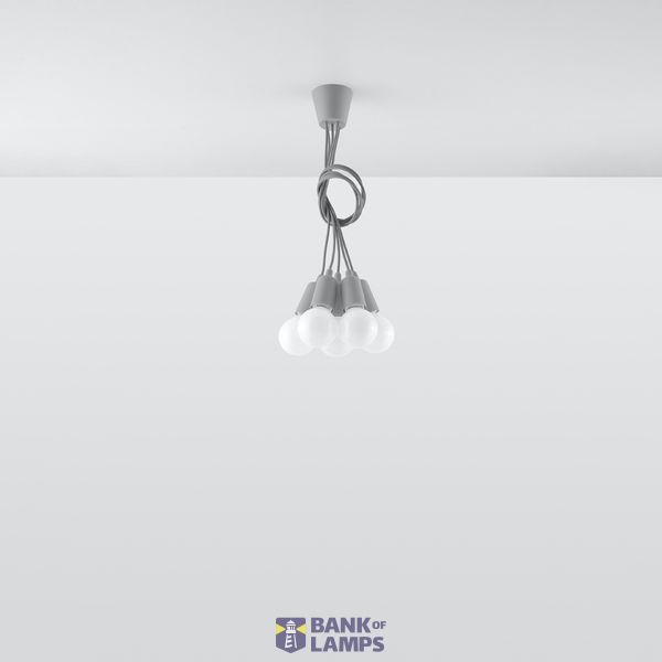 HANGING LAMP DIEGO 5 GRAY E27 5X60W IP20 image 8