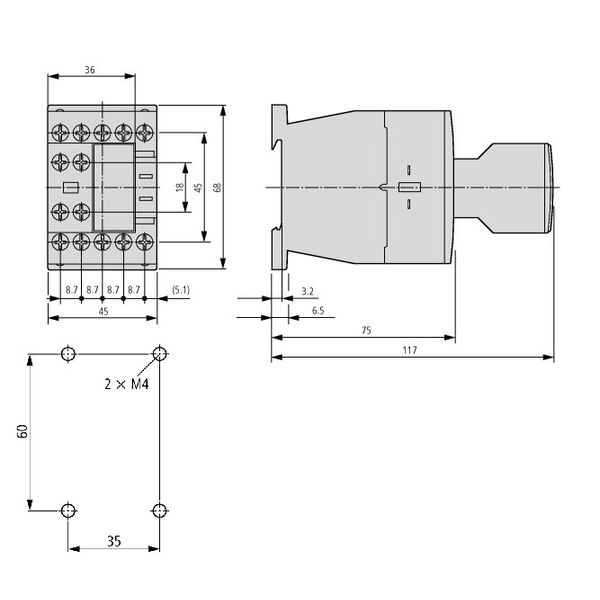 Auxiliary contact for contacter size 0-1, 2 NO 2 NC image 5