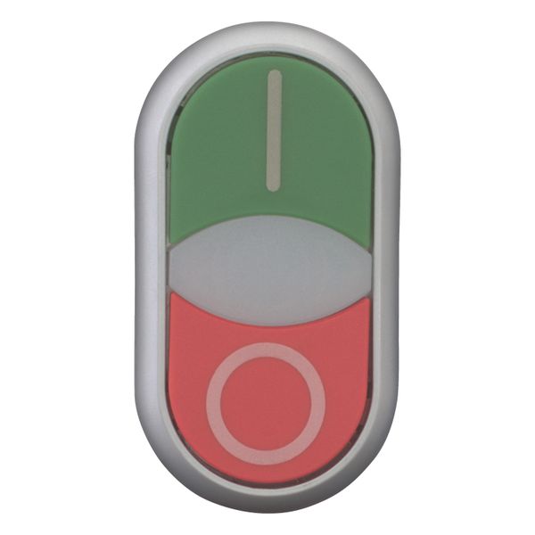 M22-DDLF-GR-X1/X0 Double actuator pushbutton, RMQ-Titan, Actuators and indicator lights flush, momentary, White lens, green, red, inscribed, Bezel: titanium image 4