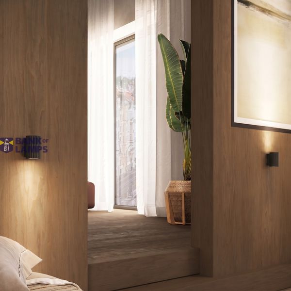 STYLISH BLACK WALL LAMP FOR HALLWAY FROM THE CARBON SERIES, GROOVED, GU10 LAMPSHADE image 8