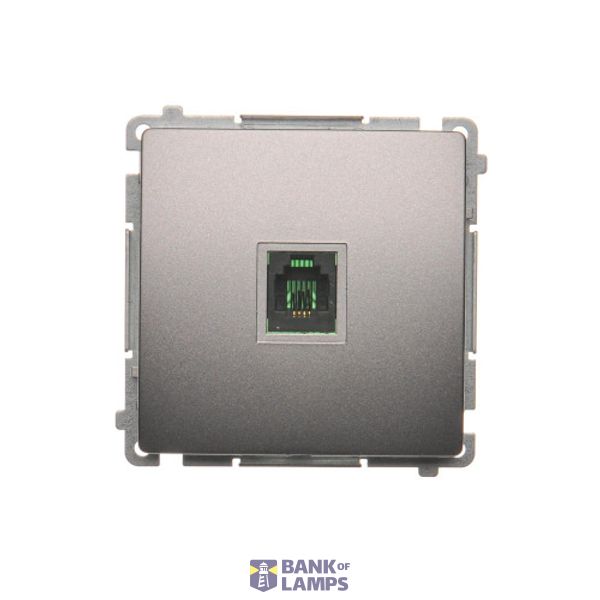 RJ11 single telephone socket, (module), Inox, metallized image 1