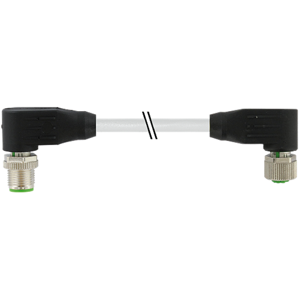 M12 male 90° / M12 female 90° A-cod. shielded PUR 8x0.25 gy UL/ 4.1m image 1