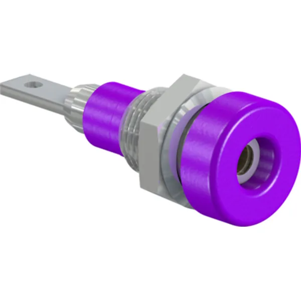 2 mm socket, flat plug connection, mounting Ø 6.4 mm, purple, 23.0060-26 image 1