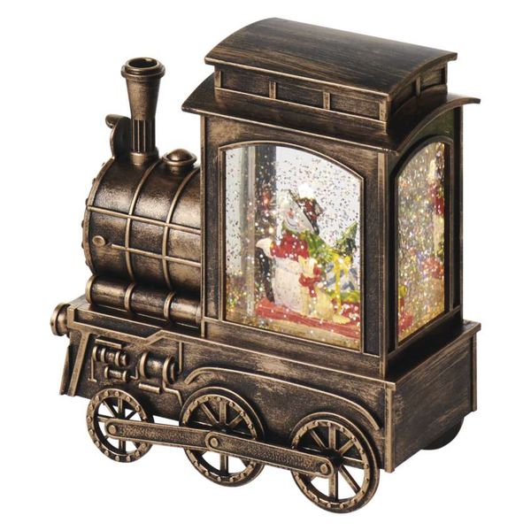 LED Christmas locomotive, 17 x 16 cm, 3x AA, cast. indoors, warm white, with timer image 1