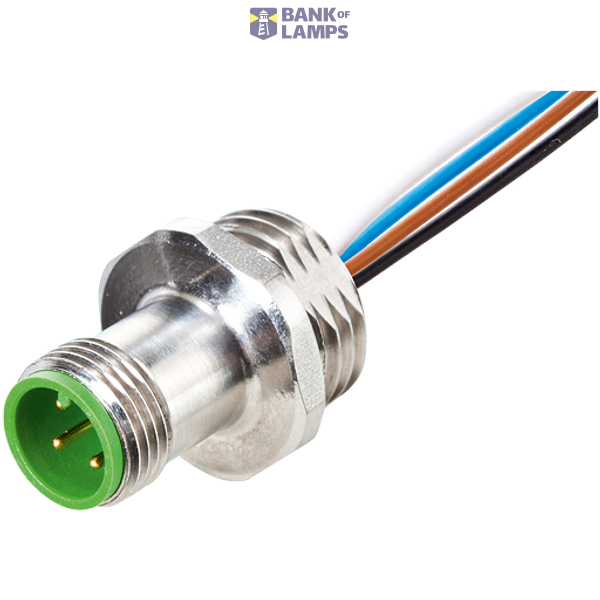 M12 male recept. A-cod. front 1/2" NPT w. nut PVC-wires, 4x18AWG, 1m image 2