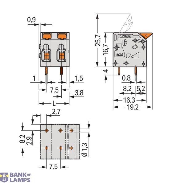 PCB terminal block lever 4 mm² gray image 3