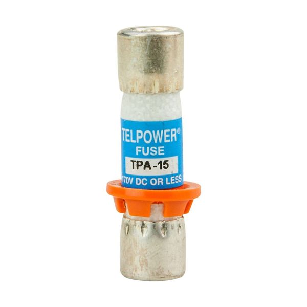 Eaton Bussmann series TPA telecommunication fuse, Indication pin, Orange ring for correct fuse position, 170 Vdc, 15A, 100 kAIC, Non Indicating, Current-limiting, Ferrule end X ferrule end image 2