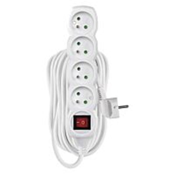 EMOS Extension cord 10m 4-socket with switch white PVC 1.5mm2 image 1