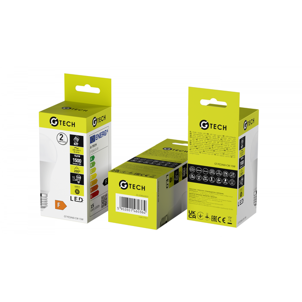 G-TECH LED Bulb E27, A60, 15 W, 1500 lm, 6400K, AC220-240V, 200° image 2