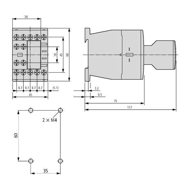Auxiliary contact for auxiliary contacter, 1 NO 1 NC delayed image 2