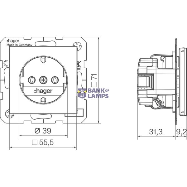 SCHUKO wall socket, push-in type, A.x/C.x, anthracite image 3