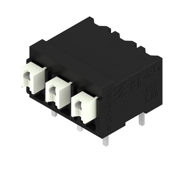 Printed circuit board terminals, 5.00 mm, Number of poles: 3, 90°, Solder pin length (l): 3.5 mm, black, PUSH IN with actuator, Clamping range, max. : 1.5 mm², Tape image 3