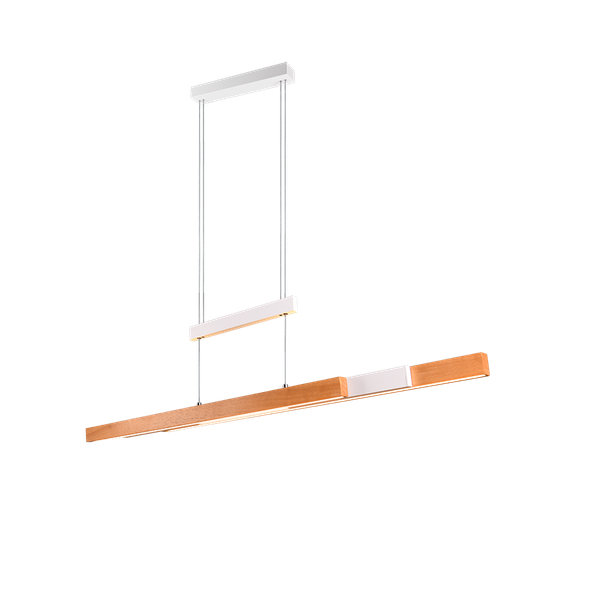 Trajan LED pendant matt white/wood image 1