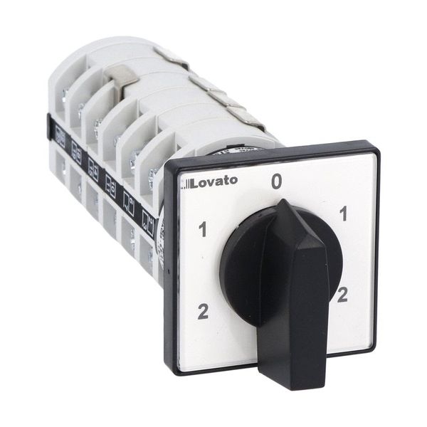 Rotary cam switch 7GN series, Dahlander motor 2-speed reversing switch, 25A, for front mounting with black handle, front plate 48X48mm image 1