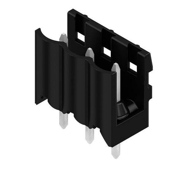 PCB plug-in connector, male header, open side, THT solder connection, 5.00 mm, Number of poles: 3, 180°, Solder pin length (l): 4.5 mm, tinned, black, Box image 4