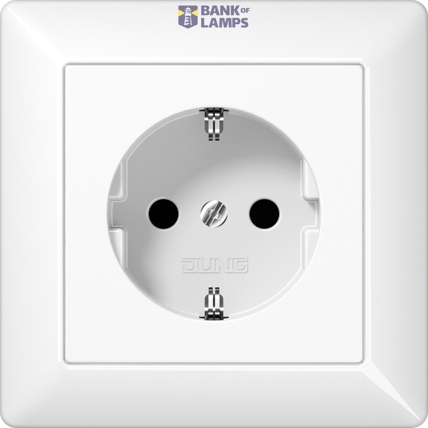 SCHUKO socket, 16 A 250 V ~, without claws, with frame, Duroplast, AS series, alpine white image 1