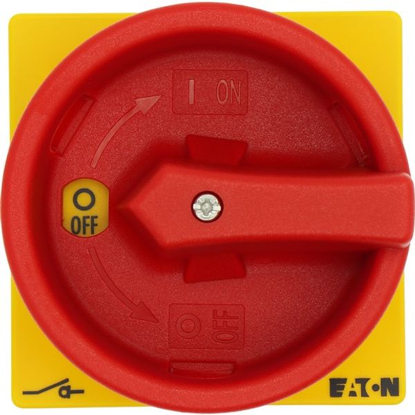 T0-1-102/E/SVB Main switch, T0, 20 A, flush mounting, 1 contact unit(s), 2 pole, Emergency switching off function, With red rotary handle and yellow locking ring image 3
