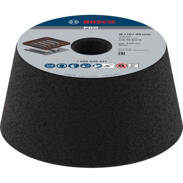 Conical cup wheel – Metal/cast iron 90 mm, 110 mm, 55 mm, 16 image 1