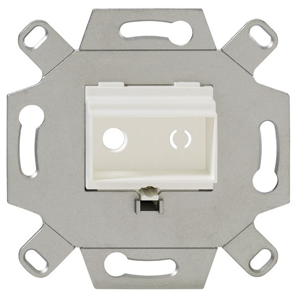 Mounting adapter, 2-fold, pure white (similar to RAL 9010), for “high-end” speaker sockets, for TAE covers image 1