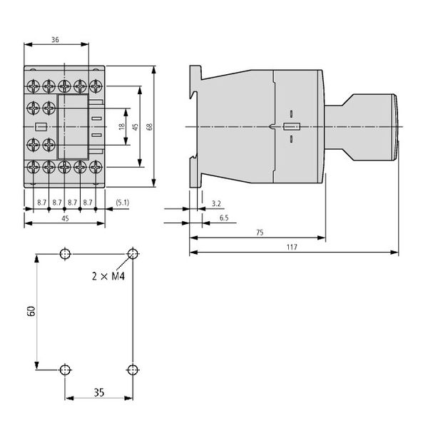 Auxiliary contact for auxiliary contacter, 4 NO image 2