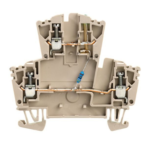 Component terminal block, Screw connection, dark beige, 2.5 mm², 24 V, 24 V, Number of connections: 3, Number of levels: 2, TS 35 image 1
