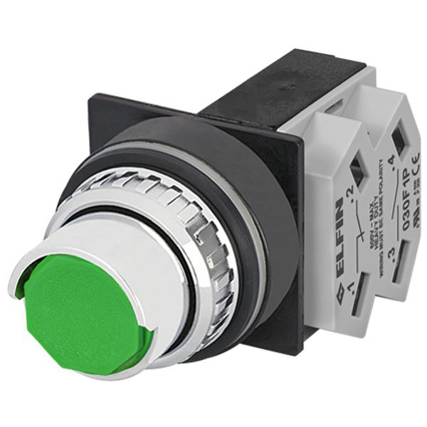 Push-button with half guard, green, N.O.+N.C. image 1