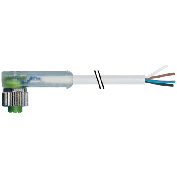 M12 female 90° A-cod. with cable LED PUR 4x0.34 gy UL/CSA 10m image 1