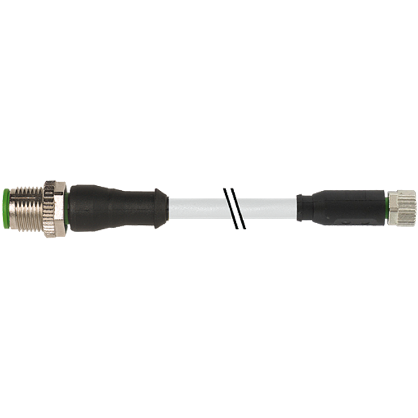 M12 male 0° / M8 female 0° A-cod. PUR 3x0.25 gy 4.5m image 1