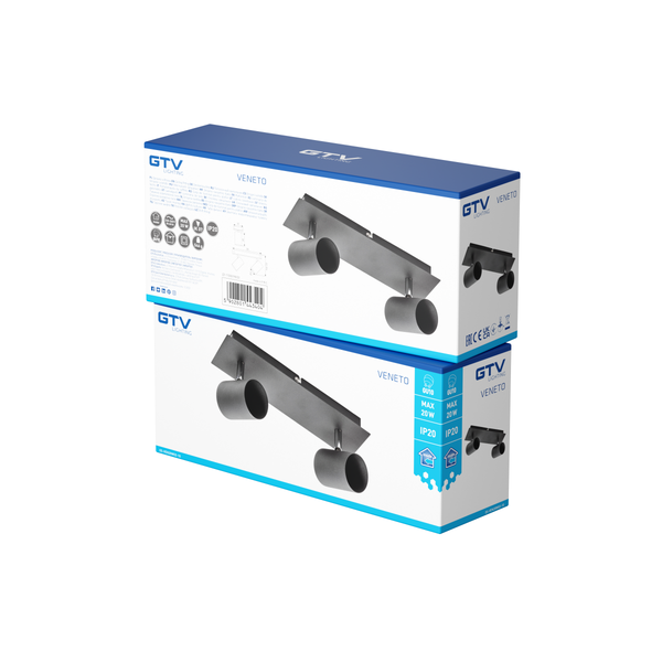 Ceiling luminaire VENETO, IP20, max. 2*20 W, GU10, round, black image 3