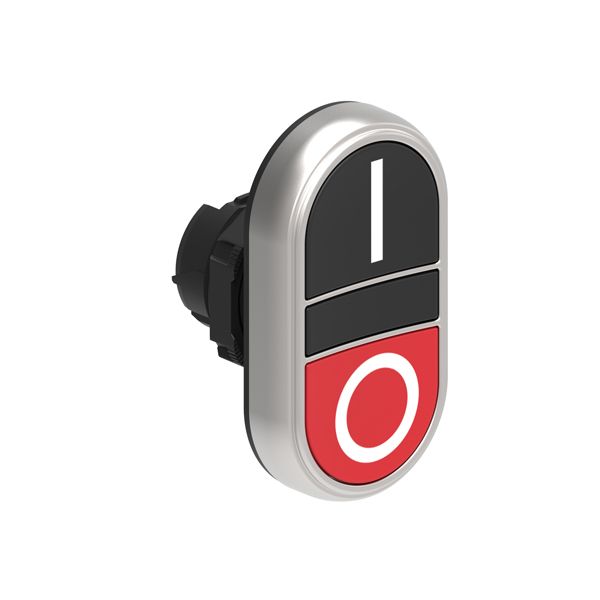 Double-touch actuator, spring return Ø22mm Platinum series chromed plastic, 2 flush pushbuttons. Both spring return, Black - Red/I - 0 image 1