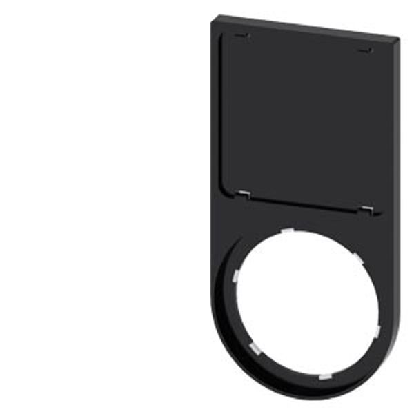 Label holder, flat, rounded, black, for labeling plate 27x 27 mm image 1