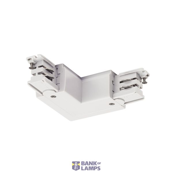 L-connector for S-TRACK 3-circuit track, earth electrode outside, white image 1